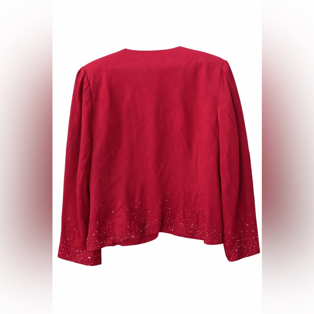 Magali Evening Red 100% Silk Beaded Jacket Women's Size 18 NWT Vintage Formal - Picture 5 of 7